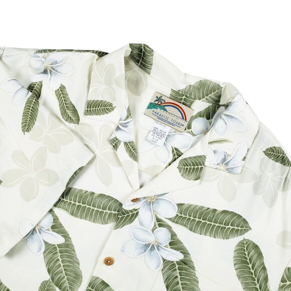 Paradise Found Palm Flower Short Sleeve Men Hawaiian Shirt Size L Made In Hawaii - Picture 1 of 8